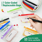 A8 Waterproof Pill Pouch Set, Large Weekly Pill Organizer with 14 Color-Coded Medicine Pouches, Reusable Travel Medicine Organizer, Zippered Pill Storage for Fish Oils, Vitamins, dealsforyou, summerwins